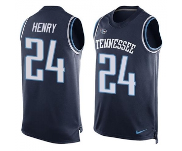 Men's Tennessee Titans #24 Derrick Henry Navy Blue Hot Pressing Player Name & Number Nike NFL Tank Top Jersey