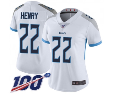 Nike Titans #22 Derrick Henry White Women's Stitched NFL 100th Season Vapor Limited Jersey