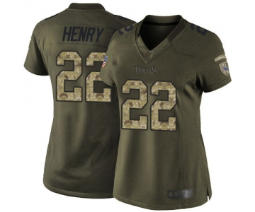Titans #22 Derrick Henry Green Women's Stitched Football Limited 2015 Salute to Service Jersey