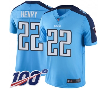 Titans #22 Derrick Henry Light Blue Men's Stitched Football Limited Rush 100th Season Jersey