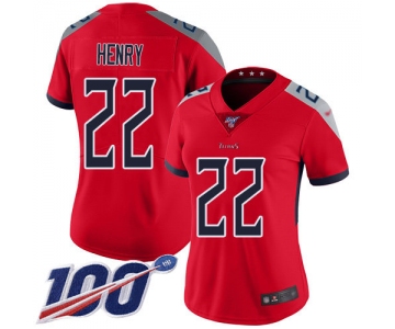Titans #22 Derrick Henry Red Women's Stitched Football Limited Inverted Legend 100th Season Jersey