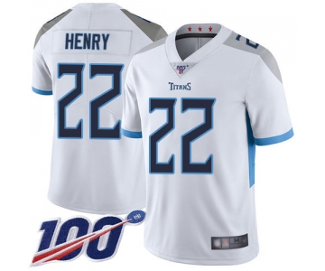 Titans #22 Derrick Henry White Men's Stitched Football 100th Season Vapor Limited Jersey