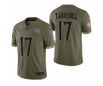 Men's Womens Youth Kids Tennessee Titans #17 Ryan Tannehill 2022 Olive Salute To Service Limited Stitched Jersey
