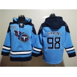 Men's Tennessee Titans #98 Jeffery Simmons Blue Lace-Up Pullover Hoodie