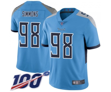 Nike Titans #98 Jeffery Simmons Light Blue Alternate Men's Stitched NFL 100th Season Vapor Limited Jersey
