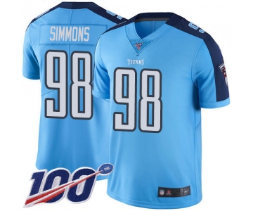 Nike Titans #98 Jeffery Simmons Light Blue Men's Stitched NFL Limited Rush 100th Season Jersey