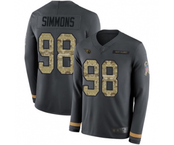 Titans #98 Jeffery Simmons Anthracite Salute to Service Men's Stitched Football Limited Therma Long Sleeve Jersey