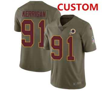Custom Washington Redskins Men's Stitched Football Limited 2017 Salute to Service Olive Jersey