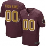 Men's Nike Washington Redskins Customized Red With Gold Elite Jersey