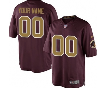 Men's Nike Washington Redskins Customized Red With Gold Limited Jersey