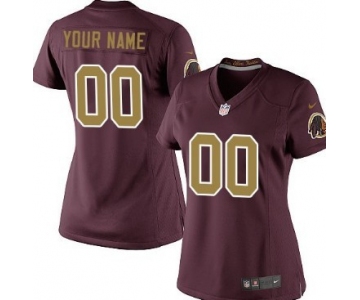 Women's Nike Washington Redskins Customized Red With Gold Limited Jersey
