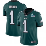 Mens Womens Youth Kids Philadelphia Eagles #1 Jalen Hurts Green Team Color Super Bowl LVII Patch Stitched Vapor Untouchable Limited Jersey