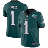 Mens Womens Youth Kids Philadelphia Eagles #1 Jalen Hurts Green Team Color Super Bowl LVII Patch Stitched Vapor Untouchable Limited Jersey