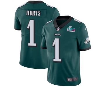 Mens Womens Youth Kids Philadelphia Eagles #1 Jalen Hurts Green Team Color Super Bowl LVII Patch Stitched Vapor Untouchable Limited Jersey