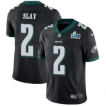 Mens Womens Youth Kids Philadelphia Eagles #2 Darius Slay Jr. Black Alternate Super Bowl LVII Patch Stitched Vapor Untouchable Limited Jersey