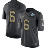 Mens Womens Youth Kids Philadelphia Eagles #6 DeVonta Smith Black Super Bowl LVII Patch Youth Stitched Limited 2016 Salute To Service Jersey