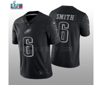 Mens Womens Youth Kids Philadelphia Eagles #6 DeVonta Smith Super Bowl LVII Patch Black RFLCTV Limited Jersey