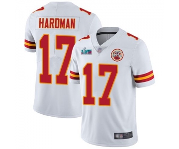 Mens Womens Youth Kids Kansas City Chiefs #17 Mecole Hardman White Super Bowl LVII Patch Vapor Untouchable Limited Jersey