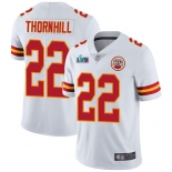 Mens Womens Youth Kids Kansas City Chiefs #22 Juan Thornhill White Super Bowl LVII Patch Vapor Untouchable Limited Jersey