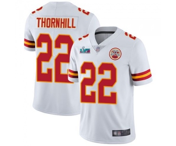Mens Womens Youth Kids Kansas City Chiefs #22 Juan Thornhill White Super Bowl LVII Patch Vapor Untouchable Limited Jersey