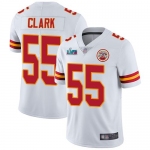 Mens Womens Youth Kids Kansas City Chiefs #55 Frank Clark White Super Bowl LVII Patch Vapor Untouchable Limited Jersey