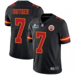 Mens Womens Youth Kids Kansas City Chiefs #7 Harrison Butker Black Super Bowl LVII Patch Stitched NFL Limited Rush Jersey