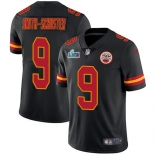 Mens Womens Youth Kids Kansas City Chiefs #9 JuJu Smith-Schuster Black Super Bowl LVII Patch Stitched Limited Rush Jersey