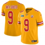 Mens Womens Youth Kids Kansas City Chiefs #9 JuJu Smith-Schuster Gold Super Bowl LVII Patch Stitched Limited Inverted Legend Jersey