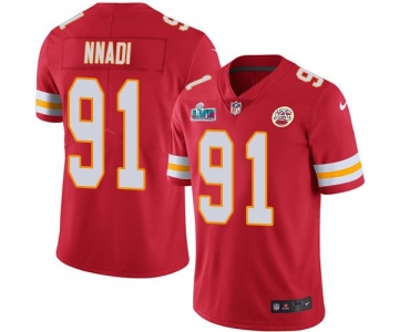 Mens Womens Youth Kids Kansas City Chiefs #91 Derrick Nnadi Red Team Color Super Bowl LVII Patch Vapor Untouchable Limited Jersey