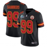 Mens Womens Youth Kids Kansas City Chiefs #99 Khalen Saunders Black Super Bowl LVII Patch Limited Rush Jersey