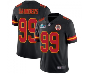 Mens Womens Youth Kids Kansas City Chiefs #99 Khalen Saunders Black Super Bowl LVII Patch Limited Rush Jersey