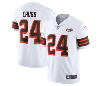 Mens Womens Youth Kids Cleveland Browns #24 Nick Chubb White 1946 Collection Vapor Untouchable Limited Stitched Jersey