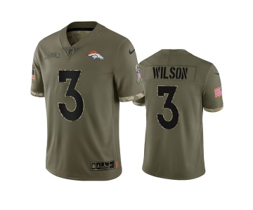 Mens Womens Youth Kids Denver Broncos #3 Russell Wilson 2022 Olive Salute To Service Limited Stitched Jersey