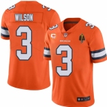 Mens Womens Youth Kids Denver Broncos #3 Russell Wilson Orange With C Patch & Walter Payton Patch Limited Stitched Jersey