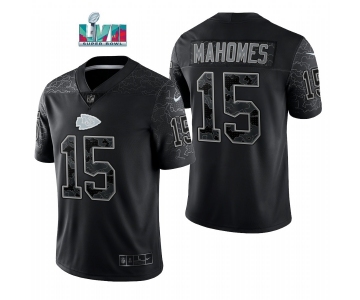 Mens Womens Youth Kids Kansas City Chiefs #15 Patrick Mahomes Black Reflective Limited Jersey