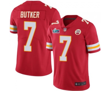 Mens Womens Youth Kids Kansas City Chiefs #7 Harrison Butker Red Team Color Super Bowl LVII Patch Vapor Untouchable Limited Jersey