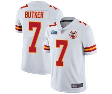 Mens Womens Youth Kids Kansas City Chiefs #7 Harrison Butker White Super Bowl LVII Patch Vapor Untouchable Limited Jersey