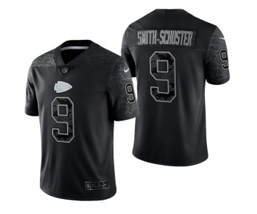 Mens Womens Youth Kids Kansas City Chiefs #9 JuJu Smith-Schuster Black Reflective Limited Stitched Football Jersey