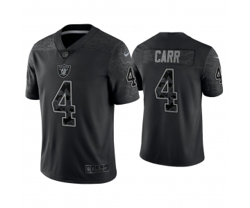 Mens Womens Youth Kids Las Vegas Raiders #4 Derek Carr Reflective Limited Black Jersey