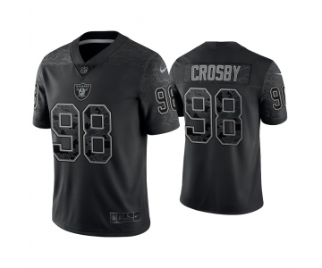 Mens Womens Youth Kids Las Vegas Raiders #98 Maxx Crosby Reflective Limited Black Jersey