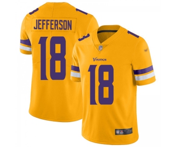 Mens Womens Youth Kids Minnesota Vikings #18 Justin Jefferson Nike Gold Inverted Legend Jersey