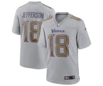 Mens Womens Youth Kids Minnesota Vikings #18 Justin Jefferson Nike Gray Atmosphere Fashion Game Jersey