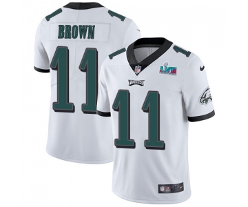 Mens Womens Youth Kids Philadelphia Eagles #11 A.J. Brown White Super Bowl LVII Patch Vapor Jersey
