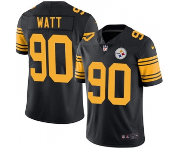 Mens Womens Youth Kids Pittsburgh Steelers #90 T. J. Watt Black NFL Limited Rush Jersey