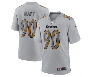 Mens Womens Youth Kids Pittsburgh Steelers #90 T.J. Watt Nike Gray Atmosphere Fashion Game Jersey
