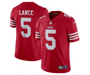 Mens Womens Youth Kids San Francisco 49ers #5 Trey Lance Nike Scarlet Vapor Limited Jersey