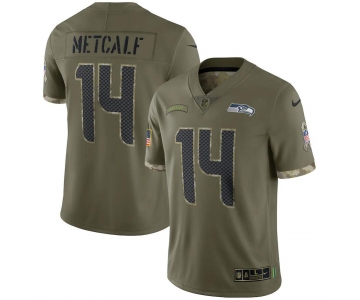 Mens Womens Youth Kids Seattle Seahawks #14 DK Metcalf 2022 Olive Salute To Service Limited Jersey