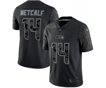 Mens Womens Youth Kids Seattle Seahawks #14 DK Metcalf Nike Black RFLCTV Limited Jersey