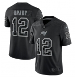 Mens Womens Youth Kids Tampa Bay Buccaneers #12 Tom Brady Black Reflective Limited Stitched Jersey