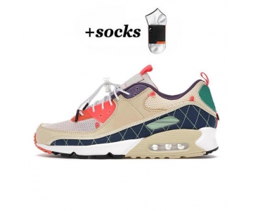 Classic Air Max 90 Running Shoes Athentic Sneakers Day of the Dead All Black White Green Pink Men Women Traine High Quality 40-45 (2) 